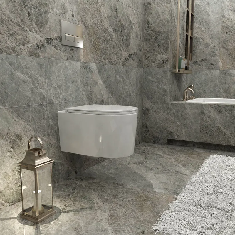 AICA WC Suspendu Avec Abattant Soft-Close Blanc Sans Bride