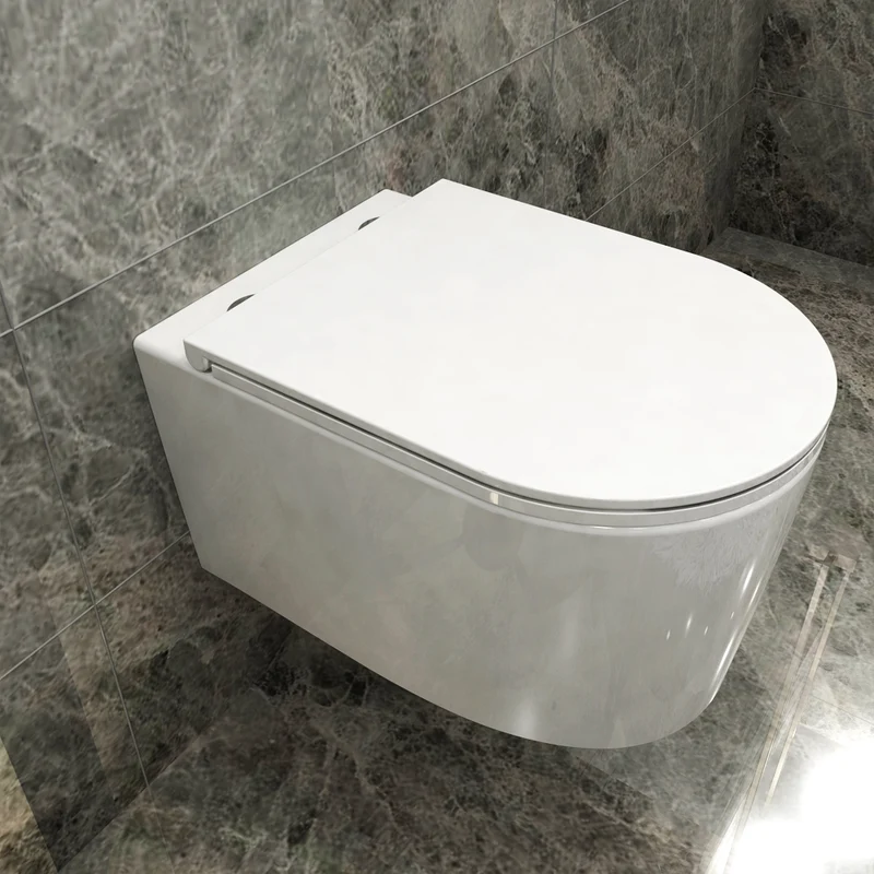 AICA WC Suspendu Avec Abattant Soft-Close Blanc Sans Bride