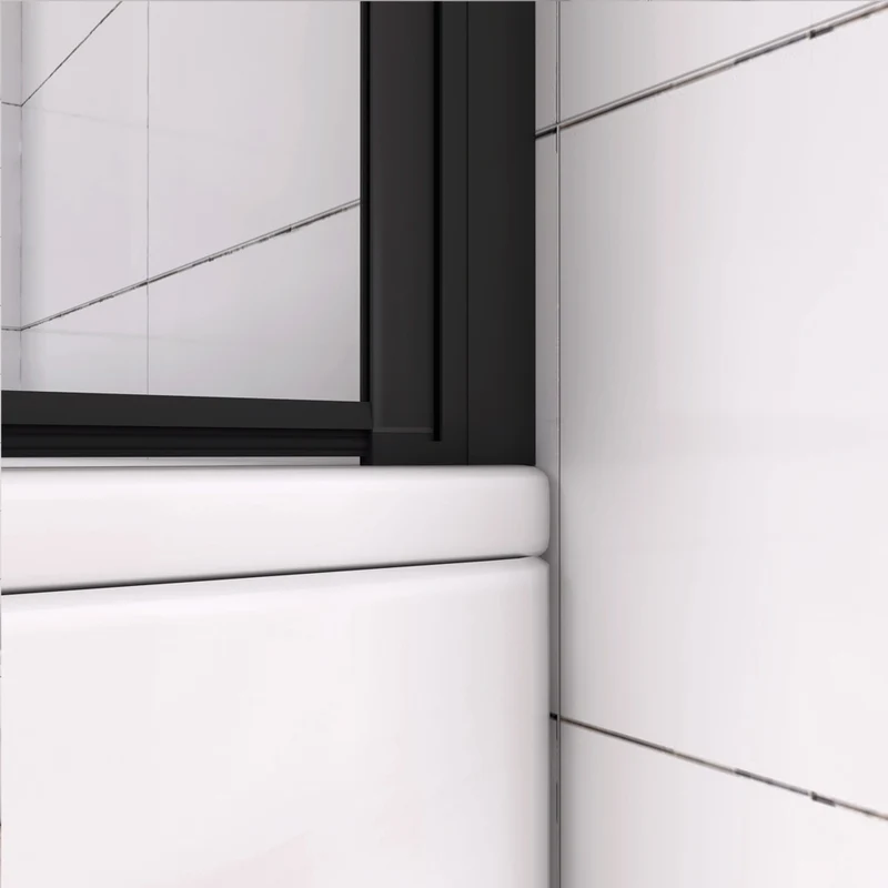 AICA pare-baignoire noir pivotante pliant 90-120 x140cm en verre anticalcaire