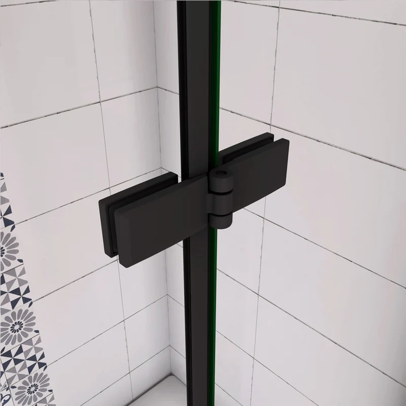 AICA pare-baignoire noir pivotante pliant 90-120 x140cm en verre anticalcaire
