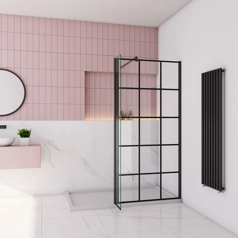 AICA paroi de douche industrielle avec un retour pivotant 30cm livré avec une barre de stabilisation 90cm