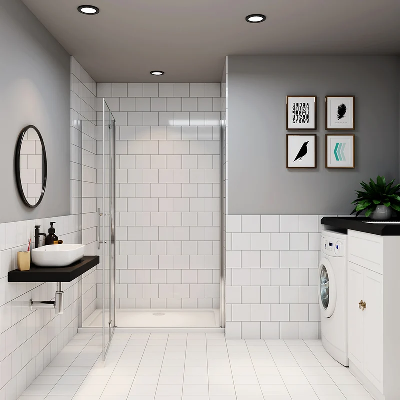 AICA porte de douche pliante 185 ou 195cm en verre anticalcaire installation en niche