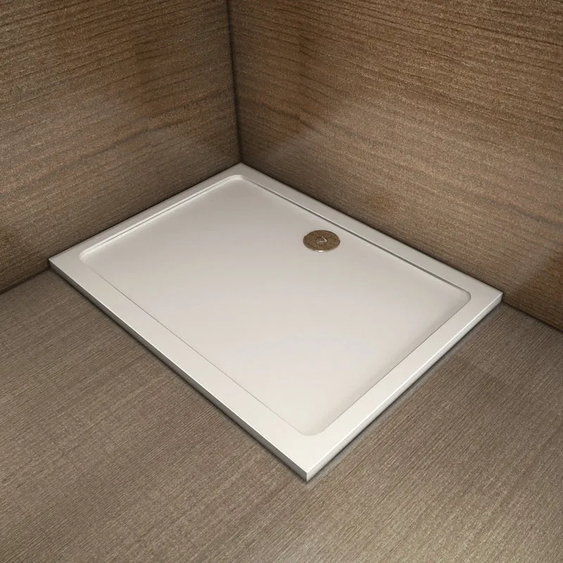 AICA Receveur de douche extra plat Résine et charges minérales BLANC RECTANGLE