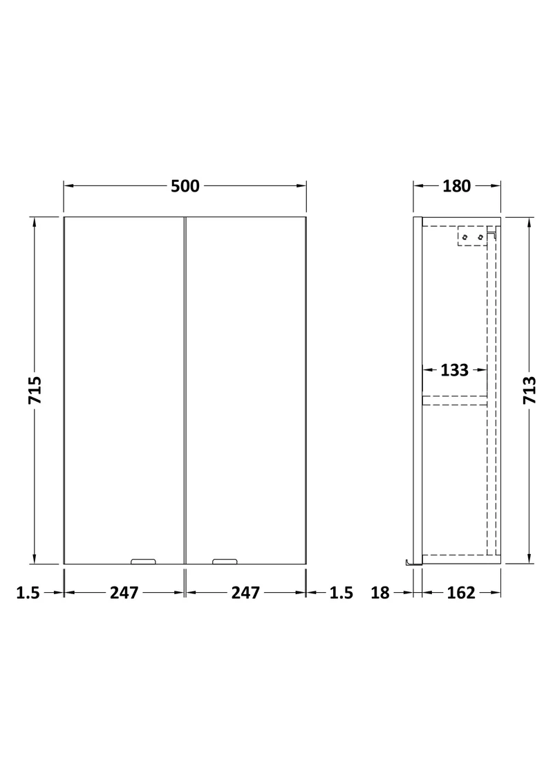 Fusion 500mm Wall Unit - Bleached Oak Woodgrain