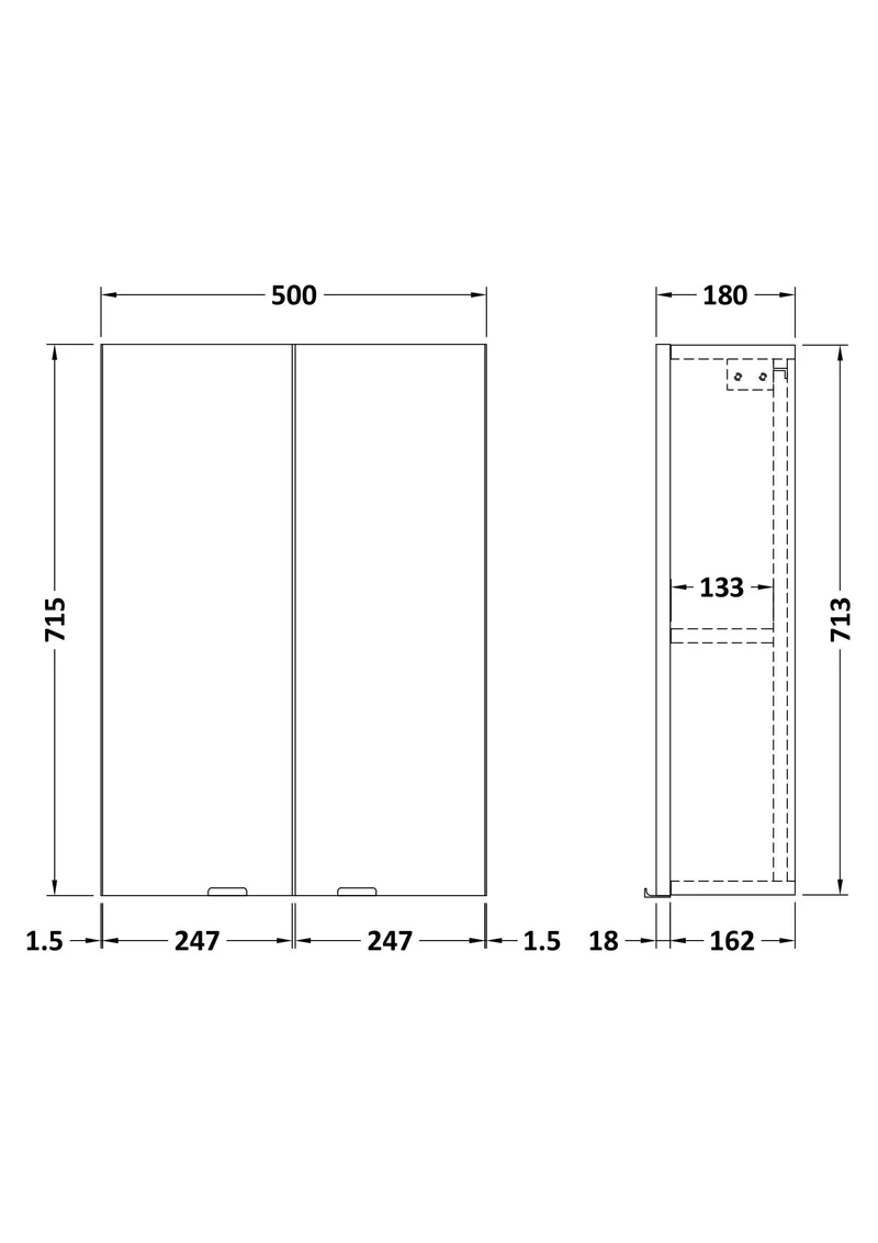 Fusion 500mm Wall Unit - Bleached Oak Woodgrain