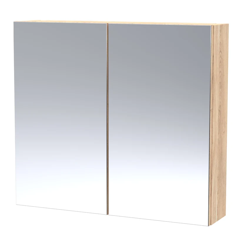 Fusion 800mm Mirror Cabinet - Bleached Oak Woodgrain