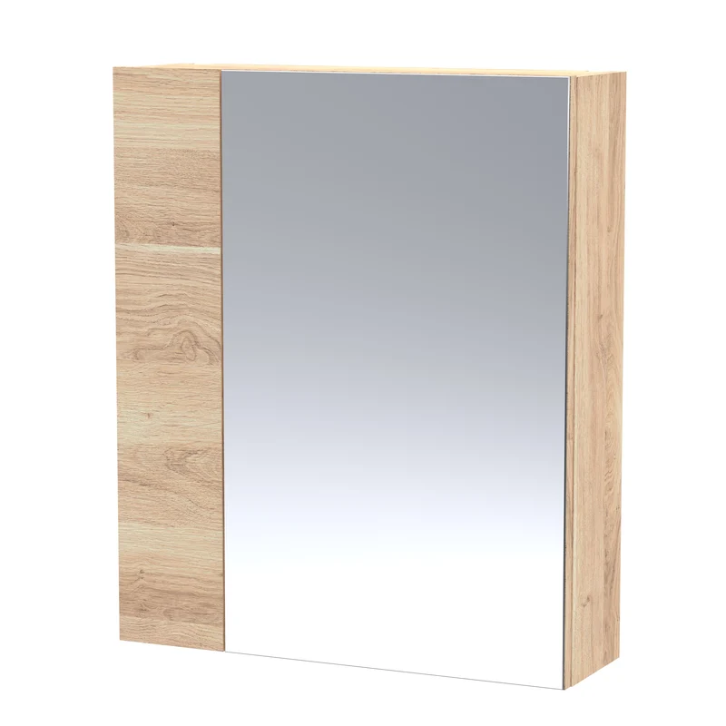 Fusion 600mm Mirror Unit With 2 Doors 75/25 - Bleached Oak Woodgrain