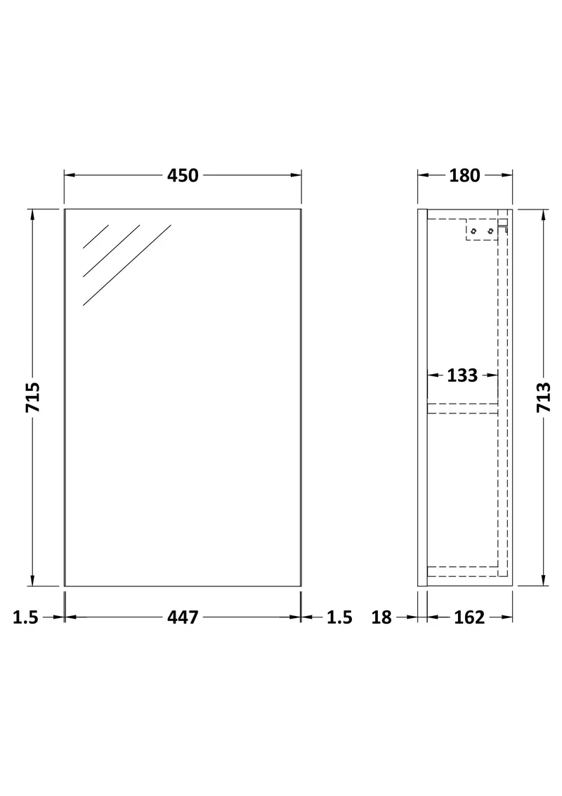 Fusion 450mm Mirror Cabinet - Bleached Oak Woodgrain