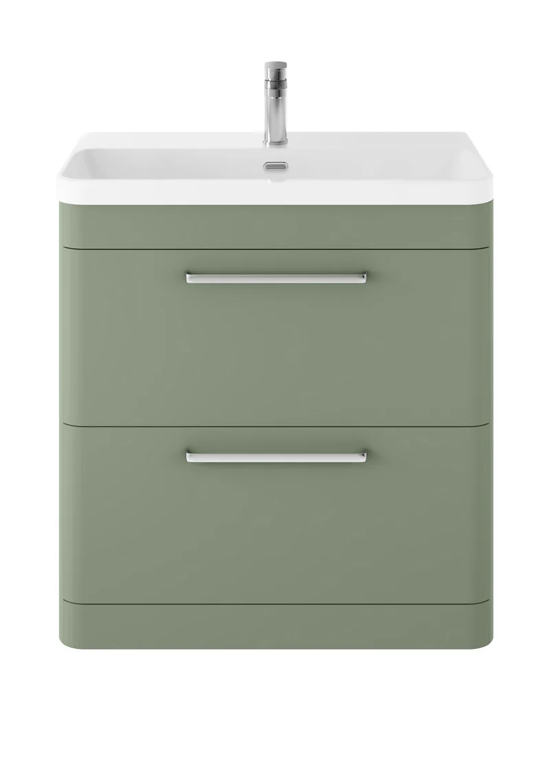 Solar Floor Standing 800mm Vanity Unit & Thin Edge Ceramic Basin - Fern Green Super Matt