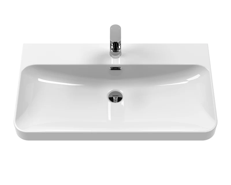 Solar Floor Standing 800mm Vanity Unit & Thin Edge Ceramic Basin - Fern Green Super Matt