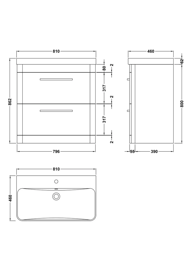Solar Floor Standing 800mm Vanity Unit & Thin Edge Ceramic Basin - Indigo Blue Super Matt