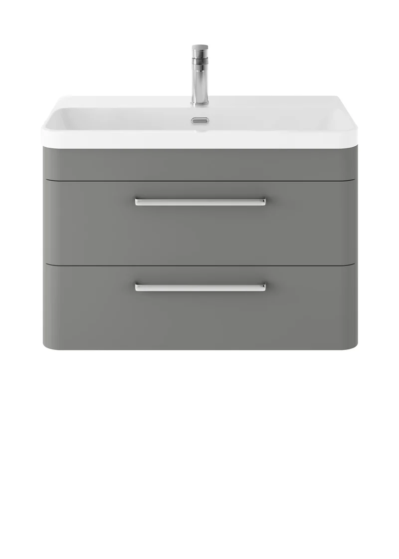 Solar Wall Hung 800mm Vanity Unit & Thin Edge Ceramic Basin - Cool Grey Super Matt