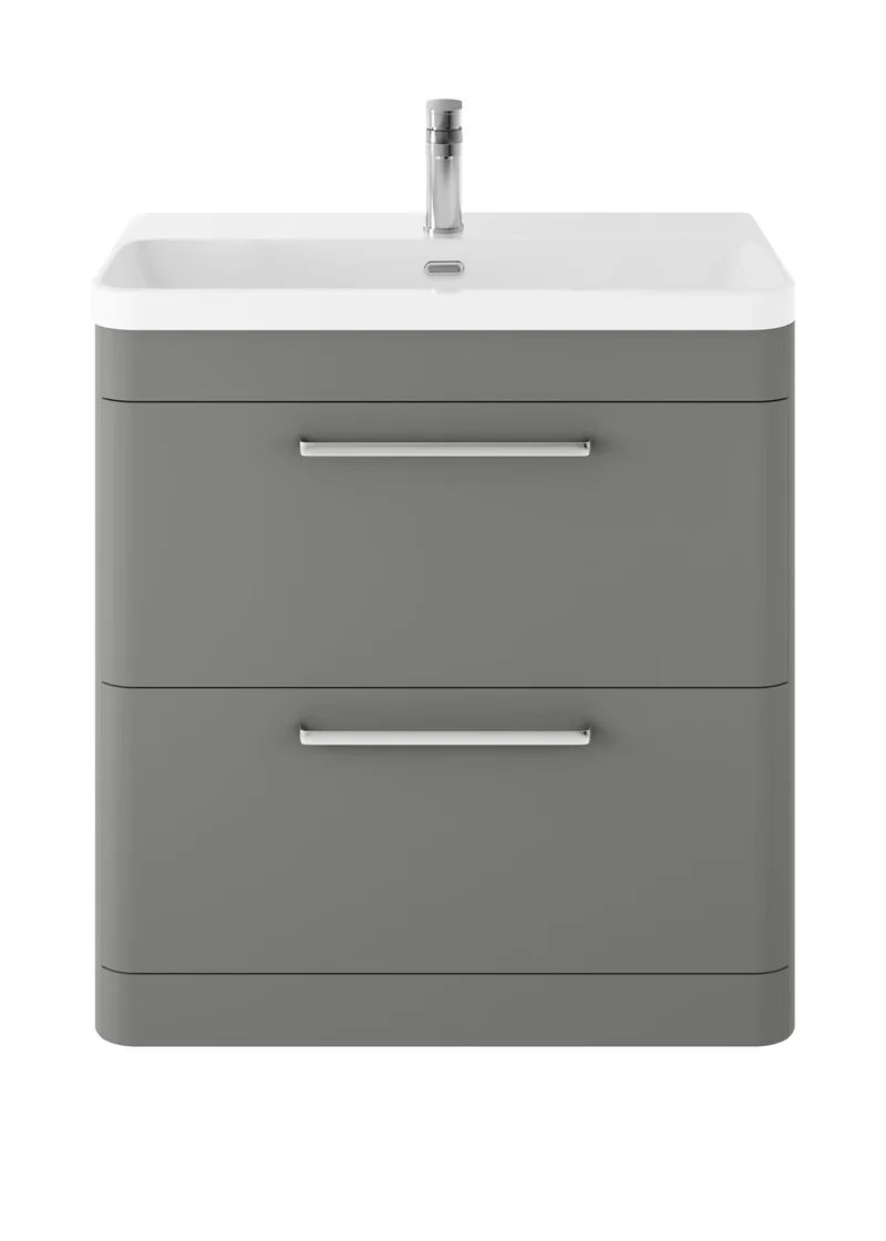 Solar Floor Standing 800mm Vanity Unit & Thin Edge Ceramic Basin - Cool Grey Super Matt