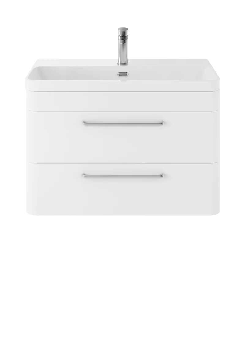 Solar Wall Hung 800mm Vanity Unit & Thin Edge Ceramic Basin - Pure White Super Matt