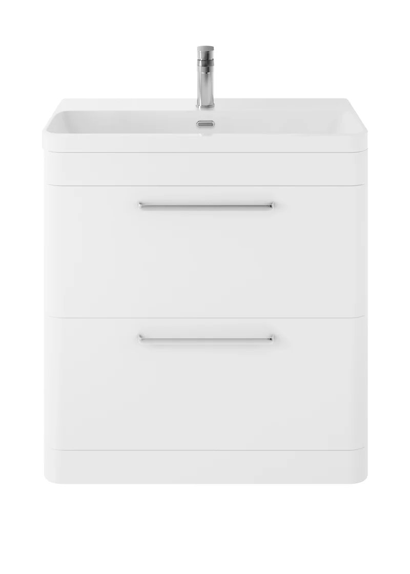 Solar Floor Standing 800mm Vanity Unit & Thin Edge Ceramic Basin - Pure White Super Matt