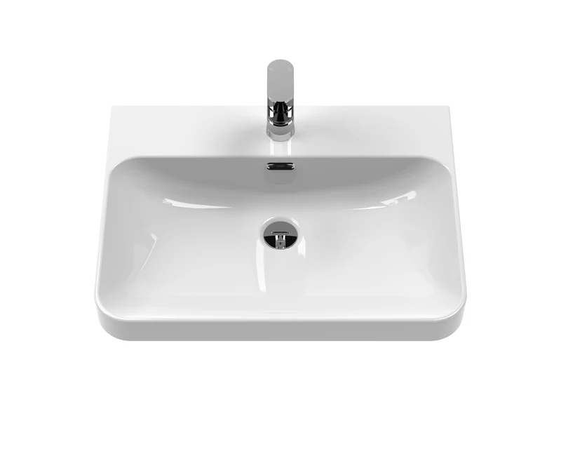 Solar Wall Hung 600mm Vanity Unit & Thin Edge Ceramic Basin - Pure White Super Matt