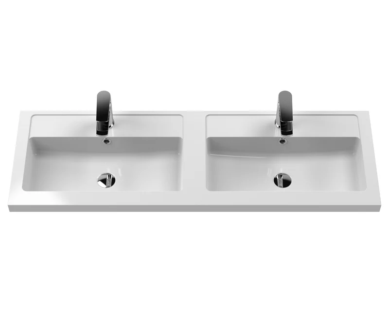Urban 1200mm Wall Hung 4 Drawer Vanity Unit & Double Polymarble Basin - Soft Black Satin