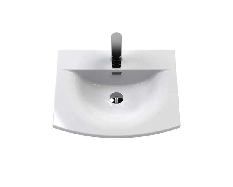 Urban 500mm Wall Hung 2 Drawer Vanity Unit & Curved Ceramic Basin - Soft Black Satin