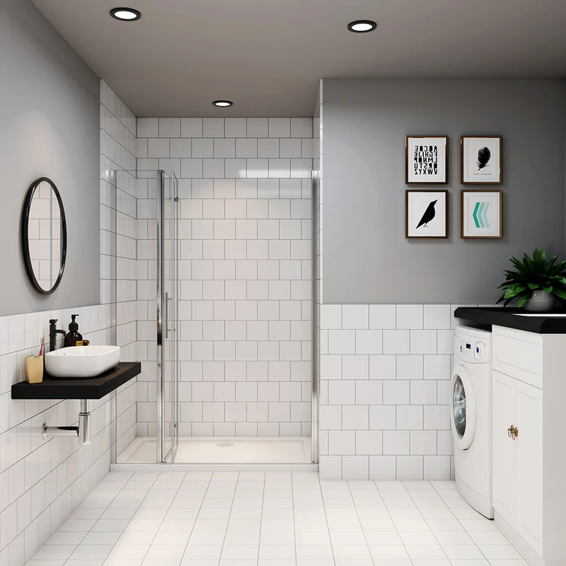 AICA porte de douche 185cm en verre anticalcaire 2 verres mobile et un verre fixé