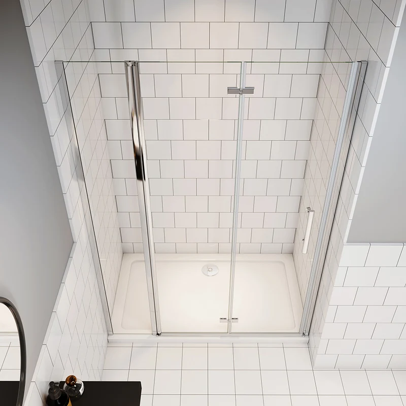 AICA porte de douche 185cm en verre anticalcaire 2 verres mobile et un verre fixé