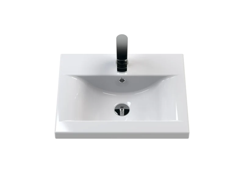 Urban 500mm Wall Hung 2 Drawer Vanity Unit & Mid Edge Ceramic Basin - Soft Black Satin