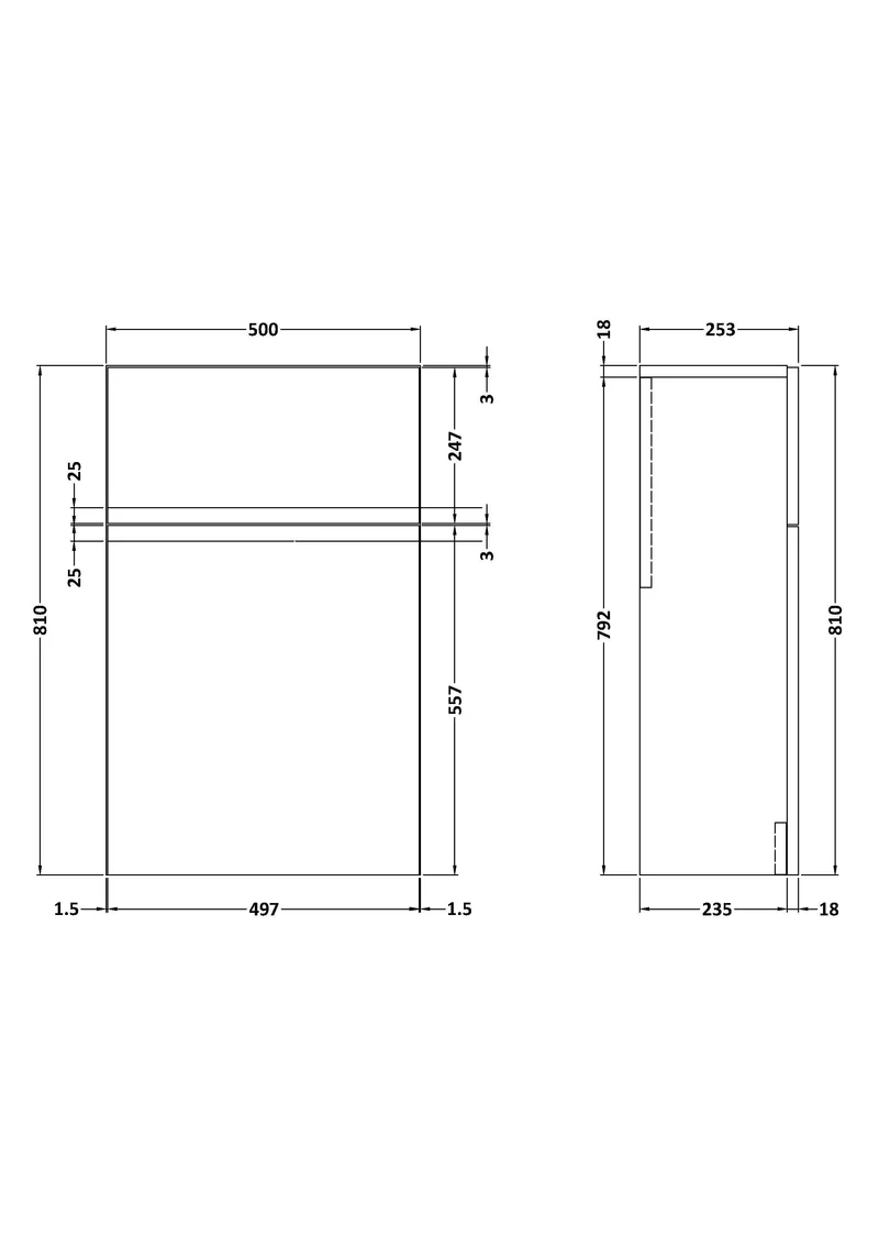 Urban 500mm WC Unit - Soft Black Satin