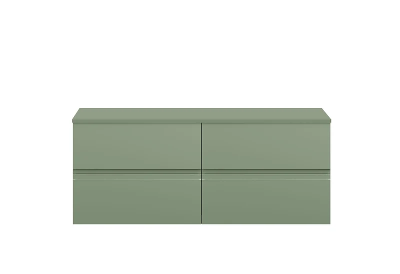 Urban 1200mm Wall Hung 4 Drawer Vanity Unit & Worktop - Green Satin