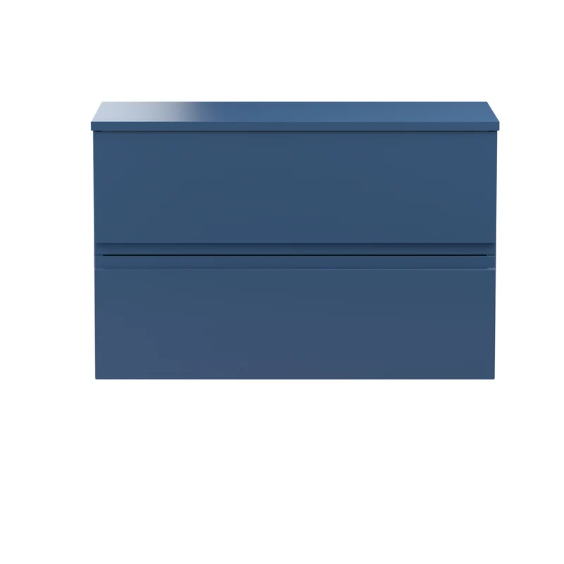 Urban 800mm Wall Hung 2 Drawer Vanity Unit & Worktop - Blue Satin