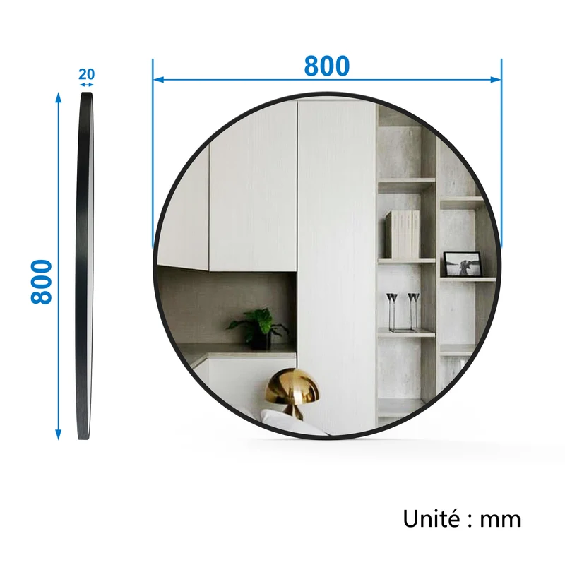 Meuble salle de bain simple vasque 100cm blanc/Anthracite/Chêne Wotan meuble acve rond miroir - Aica