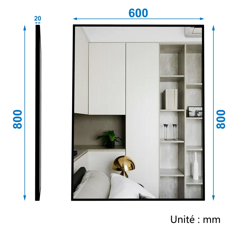 Meuble salle de bain simple vasque 80cm blanc/Anthracite/Chêne Wotan meuble acve miroir - Aica
