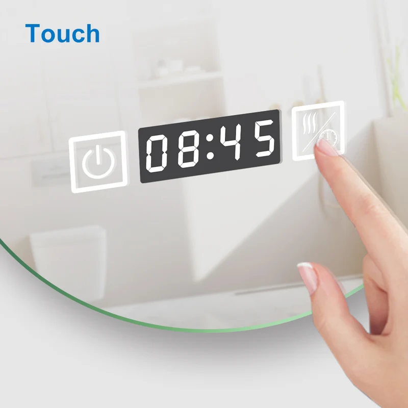 AICA Miroir de Salle de Bain rond LED 60/70/80cm avec Horloge + Anti-buée + 3 Couleurs + Dimmable, Mural Miroir Lumineux avec Interrupteur Tactile à capteur Miroir Rond