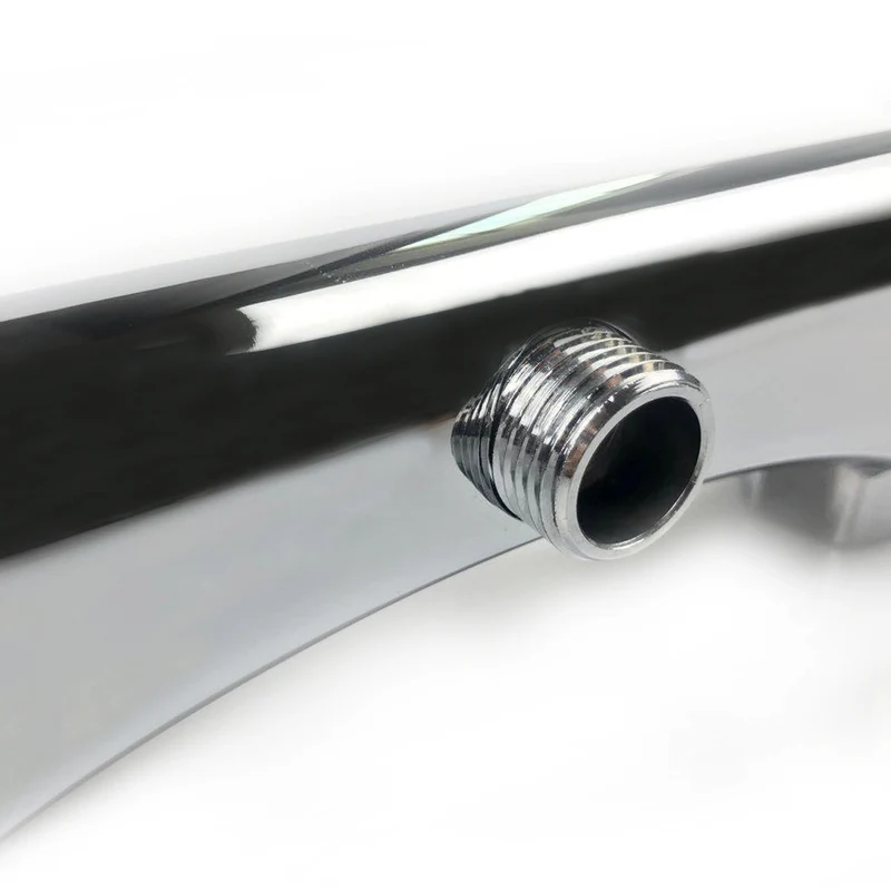 Aica Colonne de douche thermostatique, Douche de salle de bain, Colonne extensible avec robinet, Pomme de douche avec tuyau extensible, Douche pluie, Barre chromée carrée réglable en acier inoxydable