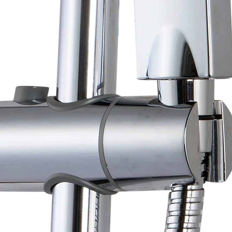 AICA Colonne de douche thermostatique, tige réglable 85 - 125 cm, tête carrée à angle flexible, douche à effet pluie, ensemble de robinet
