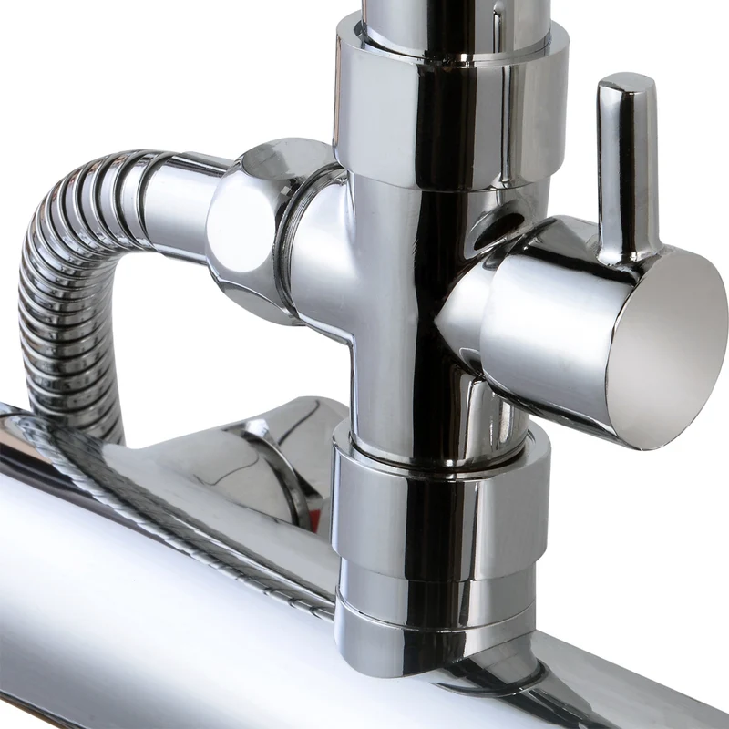 AICA Colonne de douche thermostatique, tige réglable 85 - 125 cm, tête carrée à angle flexible, douche à effet pluie, ensemble de robinet
