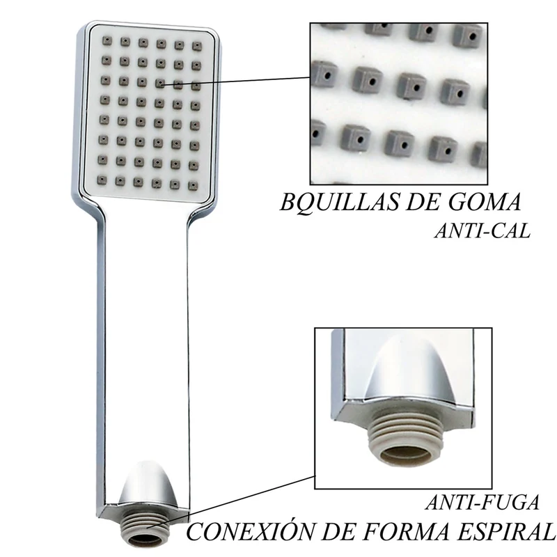 Aica Colonne de douche réglable, thermostat et tuyau en acier inoxydable chromé, douche à effet pluie