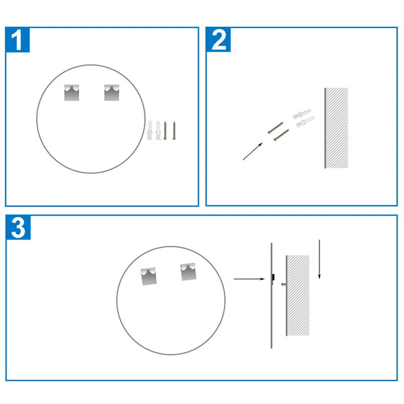 AICA Miroir de salle bain Rond avec anti-buée, Lumière Blanc du jour 6000K Ø 90/100/120 cm