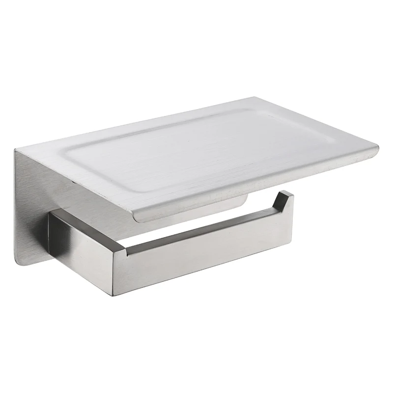 Porte Papier toilette avec étage Porte-rouleau finition brossée en Inox