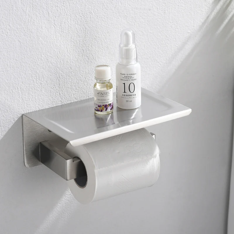 Porte Papier toilette avec étage Porte-rouleau finition brossée en Inox