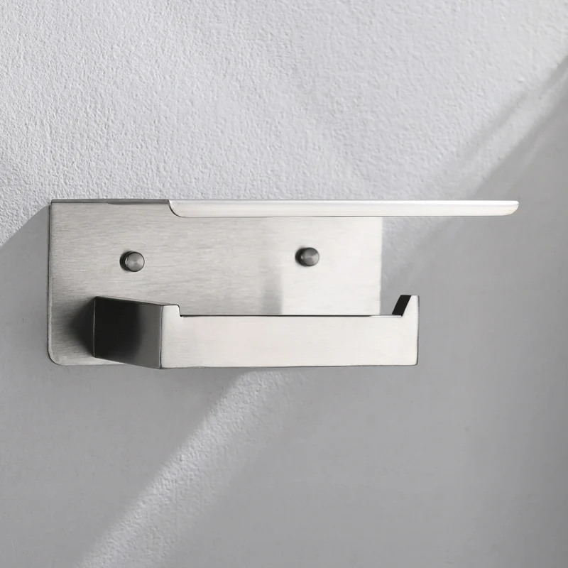 Porte Papier toilette avec étage Porte-rouleau finition brossée en Inox