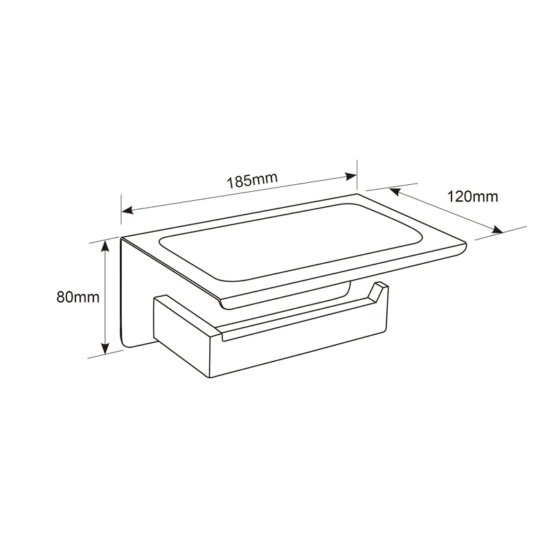 Porte Papier toilette avec étage Porte-rouleau finition brossée en Inox