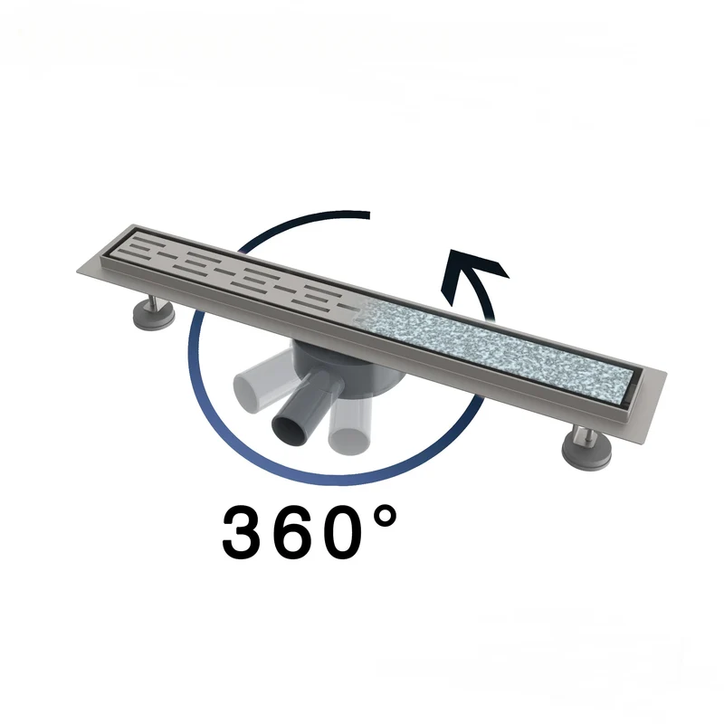 Caniveau de douche en Inox linéaire Italienne 360° à carreler plat 60-90