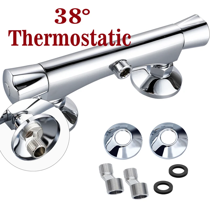 Colonne de Douche Thermostatique Réglable en Hauteur Colonne de Douche Mecanique Kit Set de Douche en Laiton Chromé Solide sans douche de tête