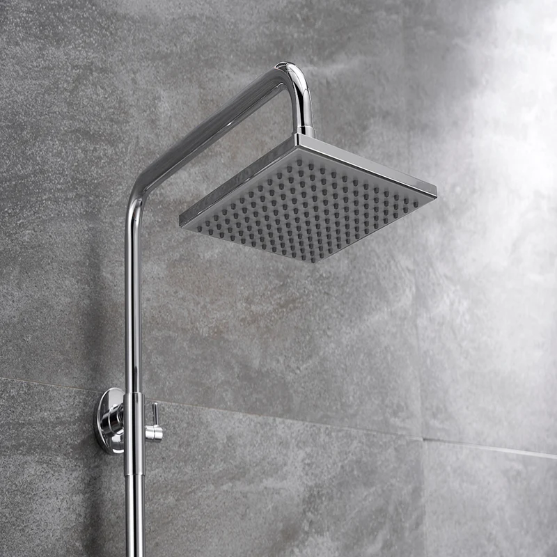 Douche carrée chromée, à main, fonction unique, 10" en acier inoxydable