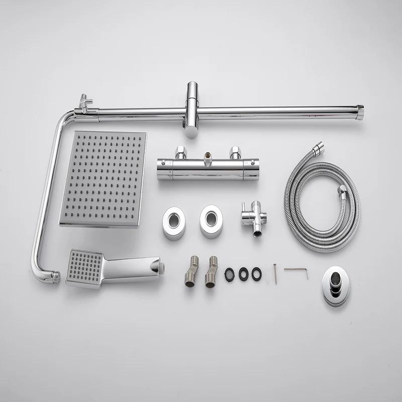 Douche carrée chromée, à main, fonction unique, 10" en acier inoxydable