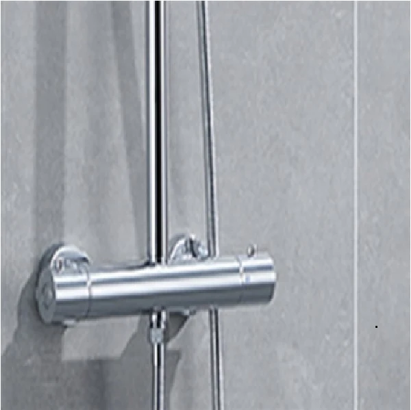 AICA Set de douche thermostatique Exposed Mixer Twin Head Valve Square Bathroom