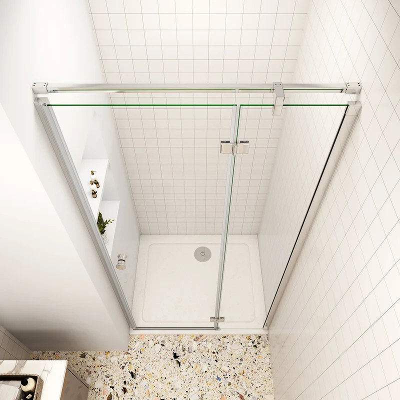 AICA Porte de douche pivotante 195cm en 6mm verre de sécurité anticalcaire avec barre de fixation