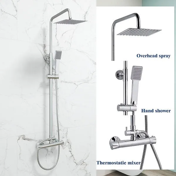 AICA Douche thermostatique avec pommeau carré (1260x258x500mm)