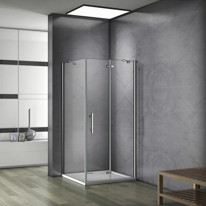 Aica cabine de douche 185cm porte de douche avec paroi de douche, cabine de douche à charnière en verre anticalcaire
