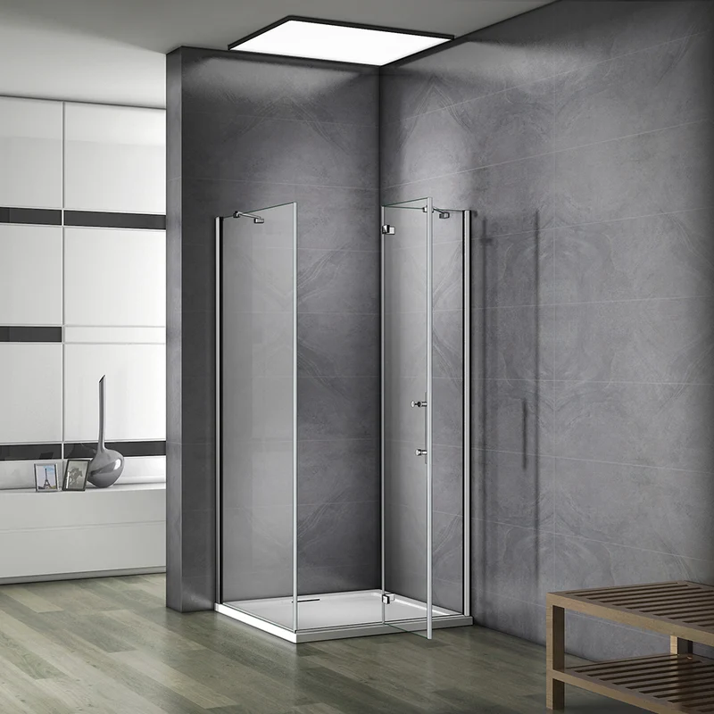 Aica cabine de douche 185cm porte de douche avec paroi de douche, cabine de douche à charnière en verre anticalcaire