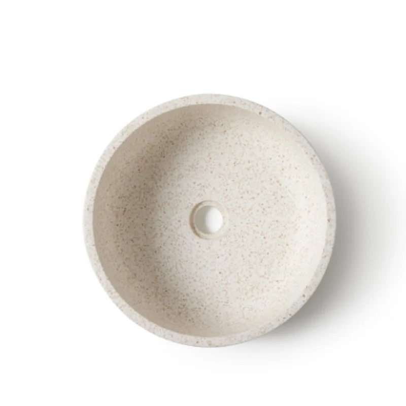 Florencia White Terrazzo Stone Wash Basin 39 x 39 x 14 cm
